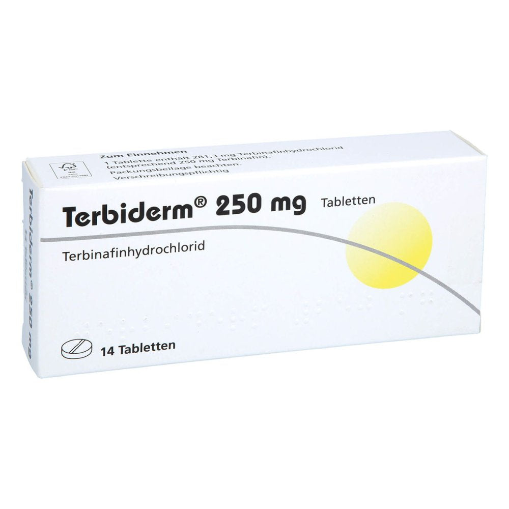 Das Produktfoto zeigt Terbiderm 250 Mg Tabletten (14 stk) PZN 00027430