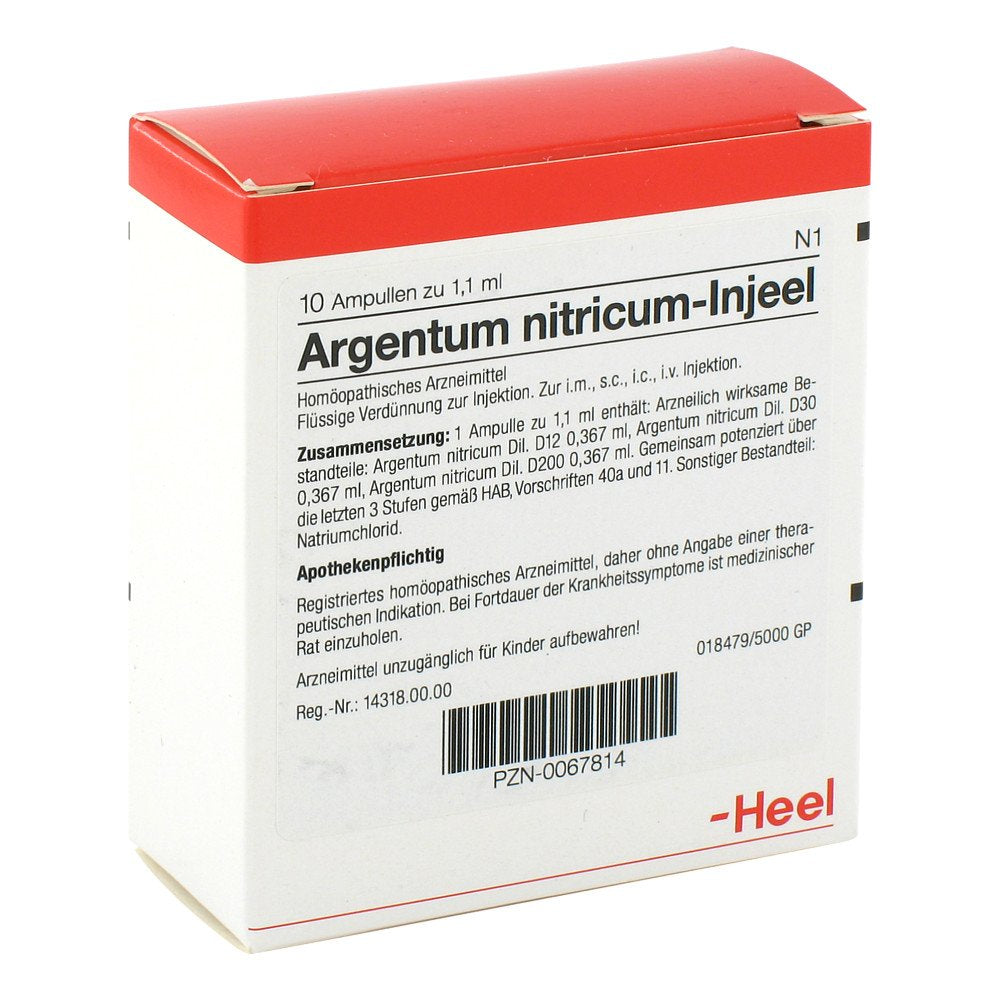 Das Produktfoto zeigt Argentum Nitricum Injeel Ampullen (10 stk) PZN 00067814