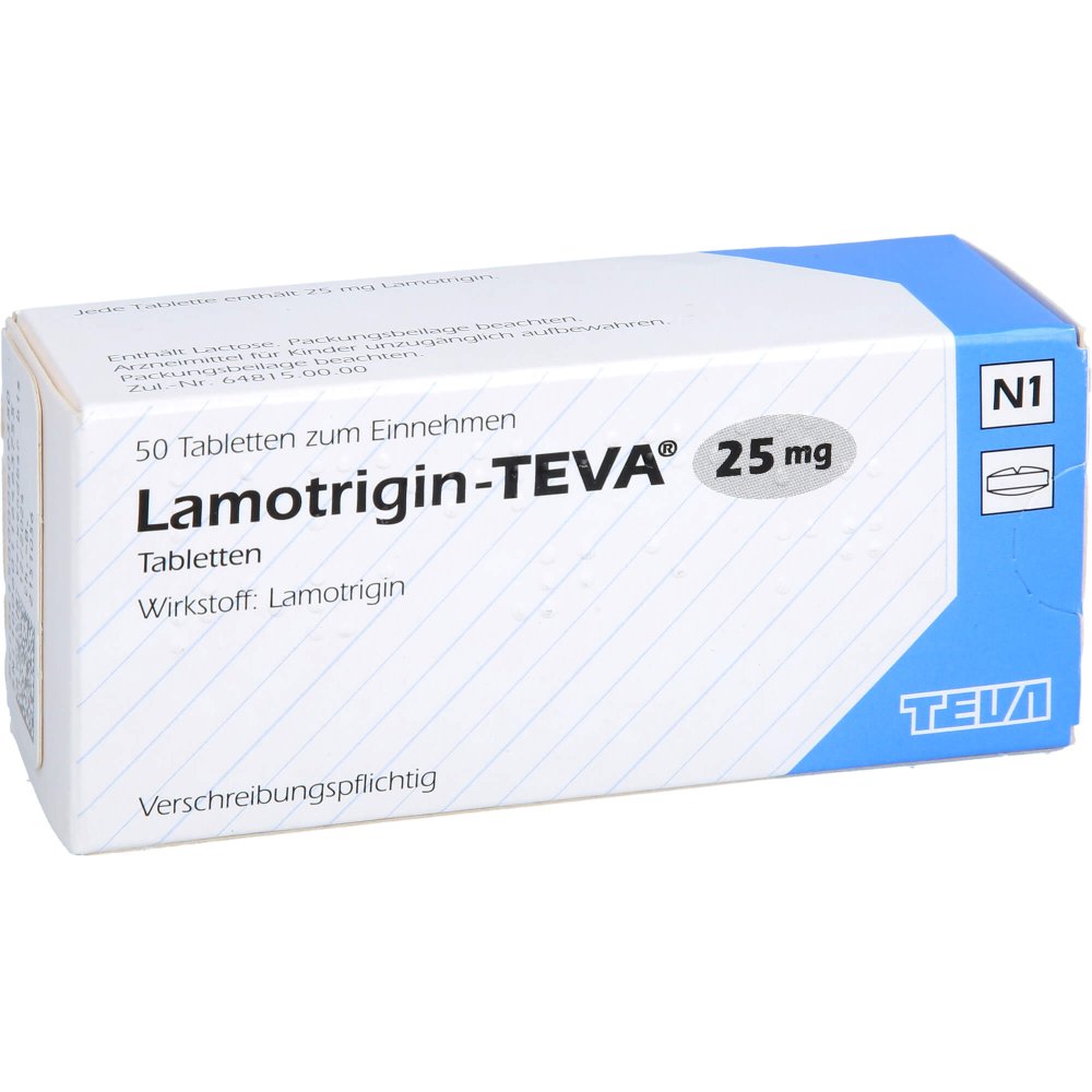 Das Produktfoto zeigt Lamotrigin Teva 25mg Tabletten (50 stk) PZN 00080938