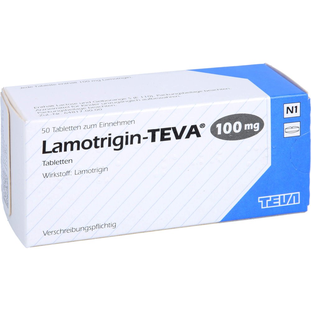Das Produktfoto zeigt Lamotrigin Teva 100mg Tabletten (50 stk) PZN 00081010