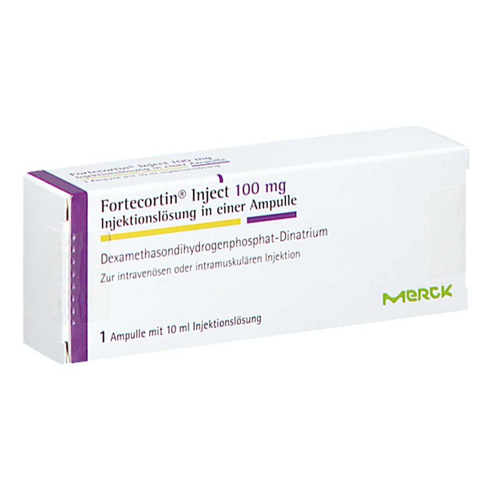 Das Produktfoto zeigt Fortecortin Inject 100 Mg Inj.Lsg.I.E.Ampullen (1 stk) PZN 00081990