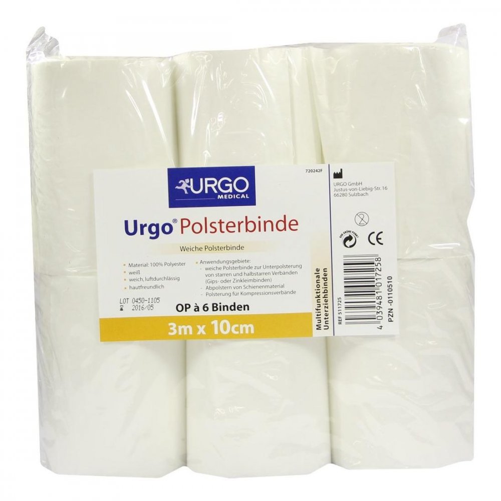 Das Produktfoto zeigt Urgo Polsterbinde 10 Cmx3 M (6 stk) PZN 00110510