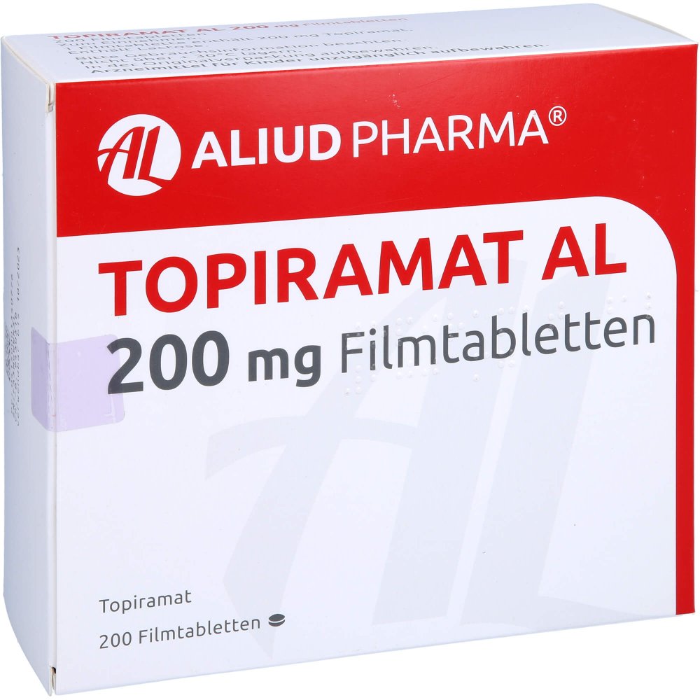 Das Produktfoto zeigt Topiramat Al 200 Mg Filmtabletten (200 stk) PZN 00134077