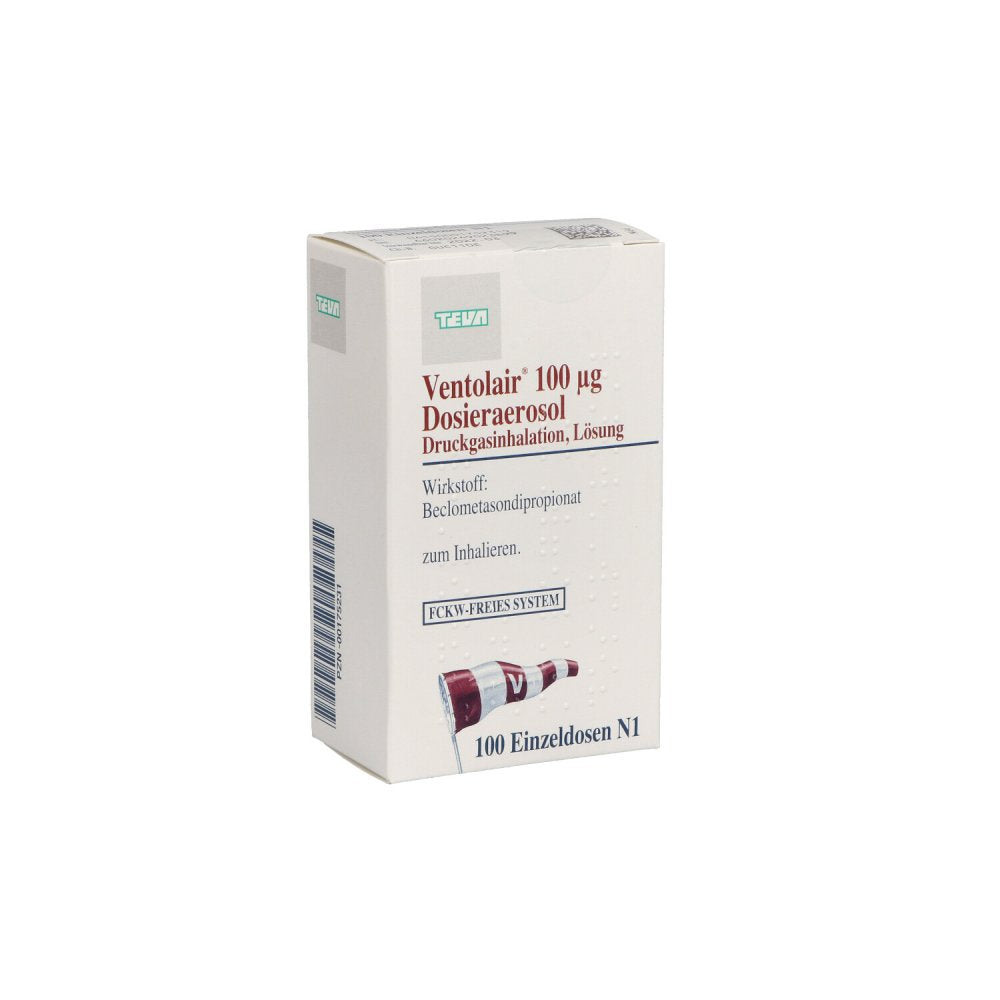 Das Produktfoto zeigt Ventolair 100 Μg 100 Hub Dosieraerosol (1 stk) PZN 00175231