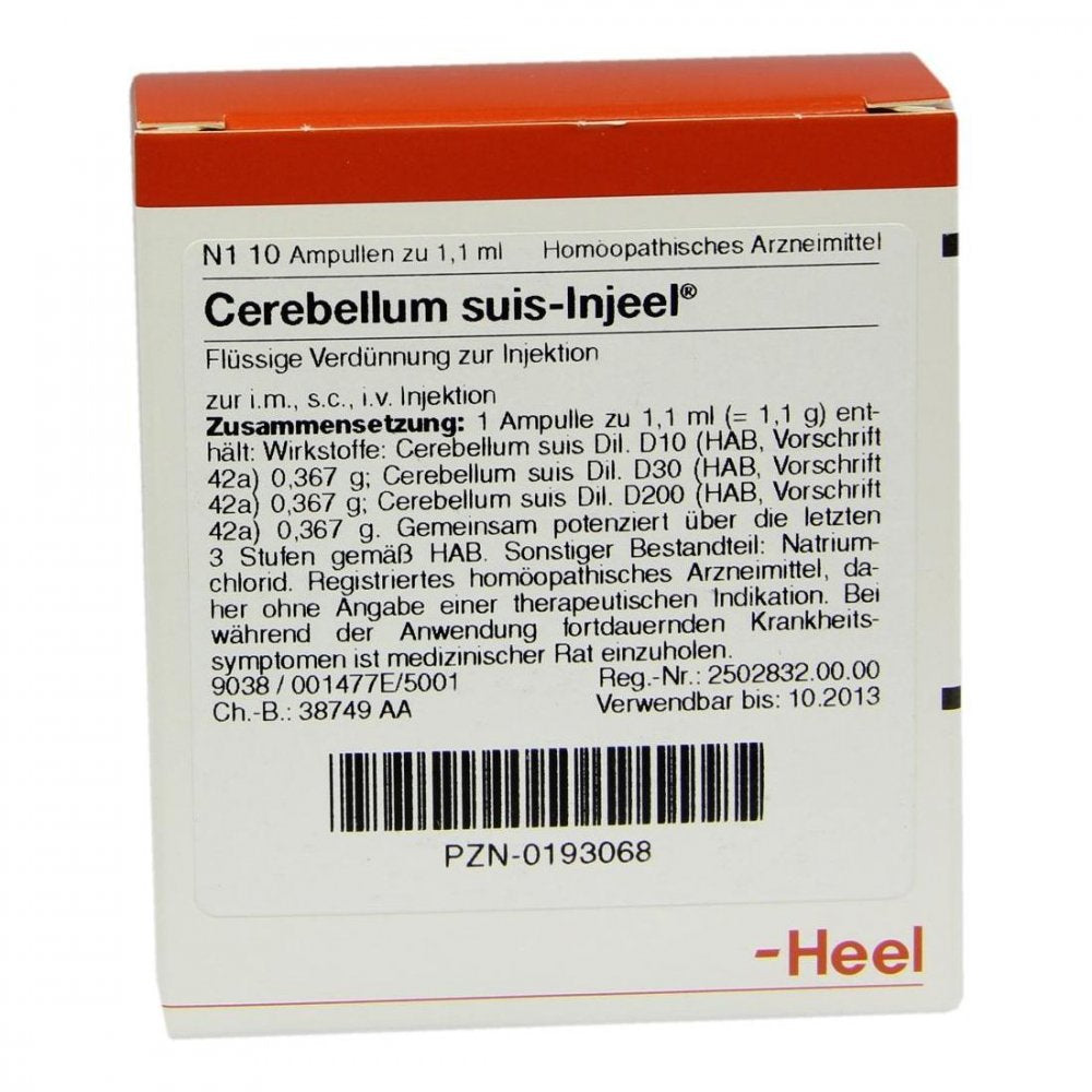 Das Produktfoto zeigt Cerebellum Suis Injeel Ampullen (10 stk) PZN 00193068