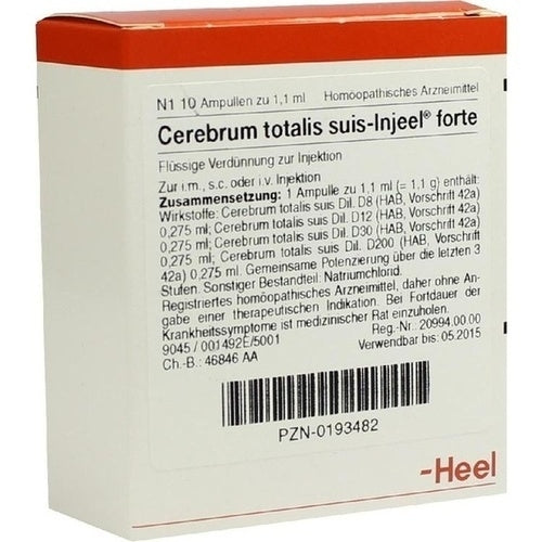 Das Produktfoto zeigt Cerebrum Totalis Suis Injeel Forte Ampullen (10 stk) PZN 00193482