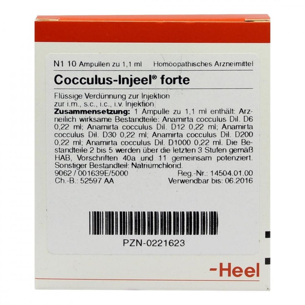 Das Produktfoto zeigt Cocculus Injeel Forte Ampullen (10 stk) PZN 00221623