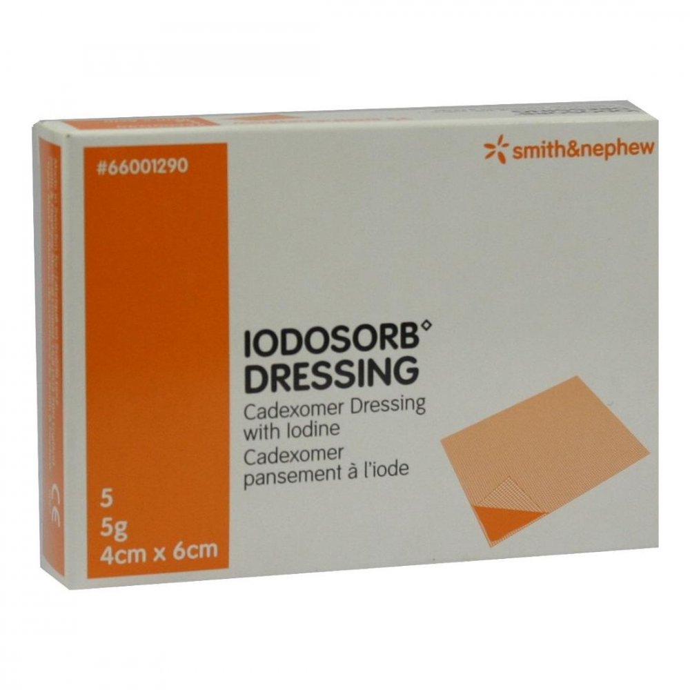 Das Produktfoto zeigt Iodosorb Dressing (5X5 g) PZN 00222516