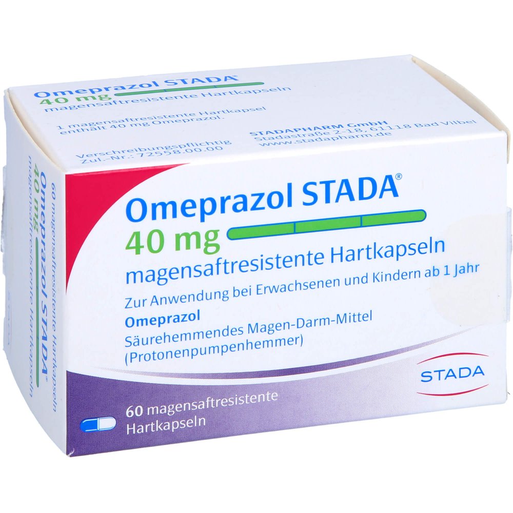 Das Produktfoto zeigt Omeprazol Stada 40 Mg Magensaftresist.Hartkapseln (60 stk) PZN 00225696