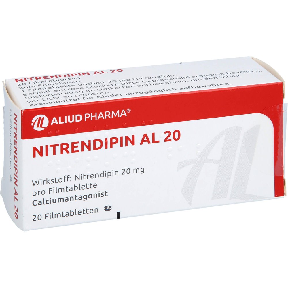 Das Produktfoto zeigt Nitrendipin Al 20 Filmtabletten (20 stk) PZN 00227815