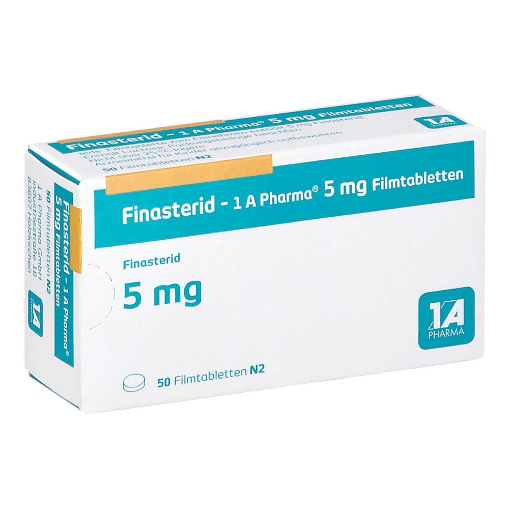Das Produktfoto zeigt Finasterid-1a Pharma 5 Mg Filmtabletten (50 stk) PZN 00230349