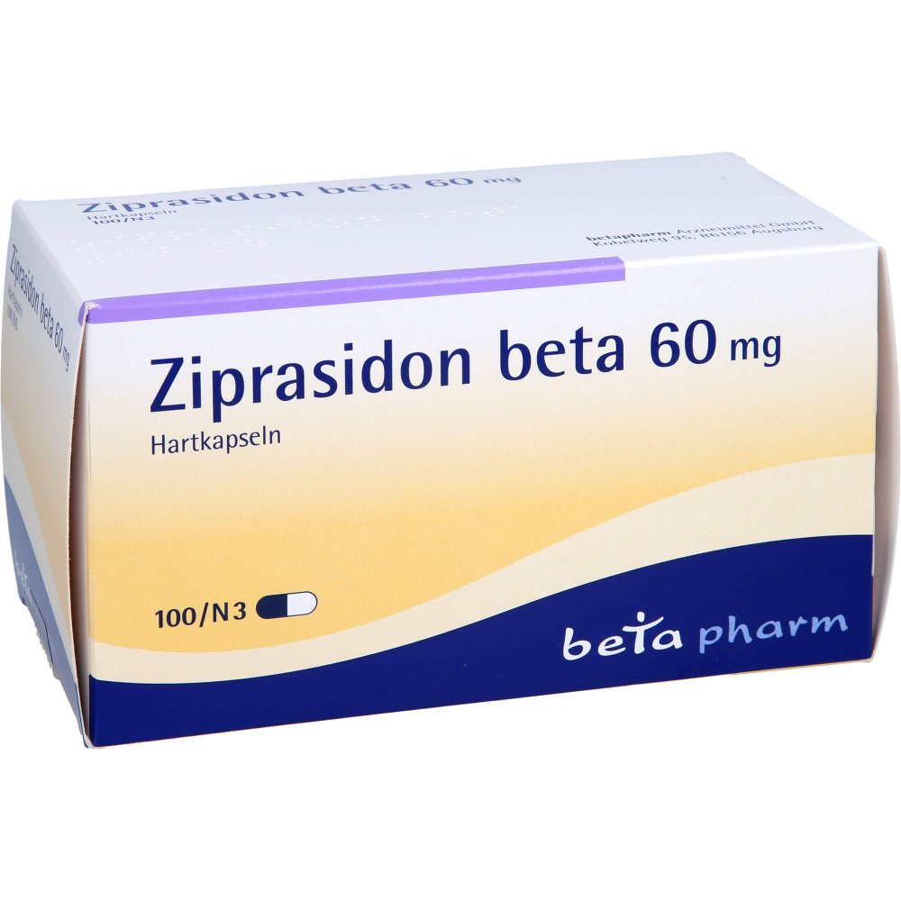 Das Produktfoto zeigt Ziprasidon Beta 60 Mg Hartkapseln (100 stk) PZN 00233767