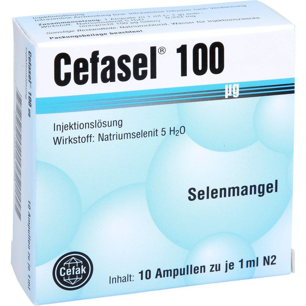 Das Produktfoto zeigt Cefasel 100 Μg Injektionslösung (10X1 ml) PZN 00261769