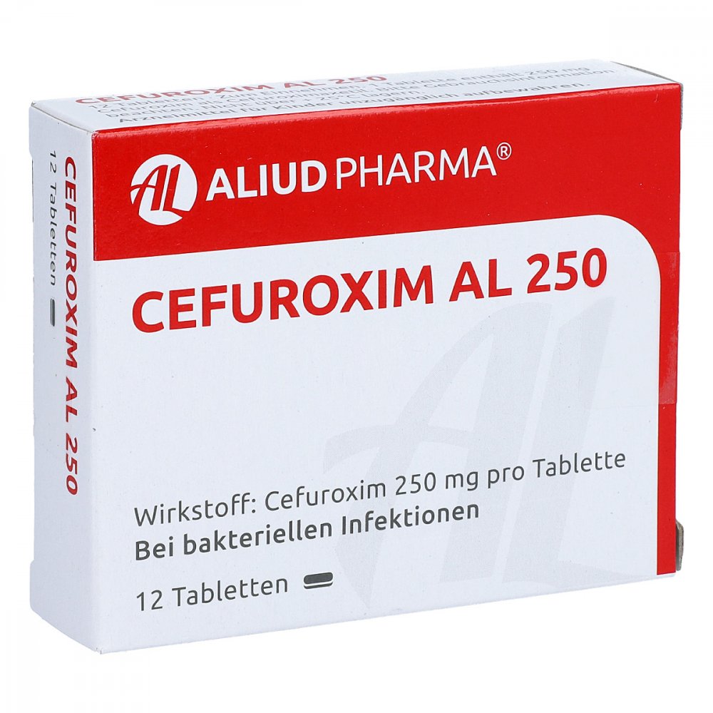 Das Produktfoto zeigt Cefuroxim Al 250 Tabletten (12 stk) PZN 00271302