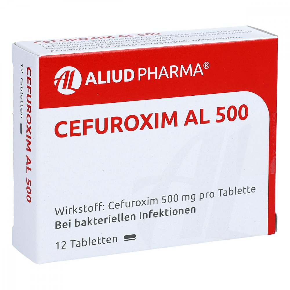 Das Produktfoto zeigt Cefuroxim Al 500 Tabletten (12 stk) PZN 00272201