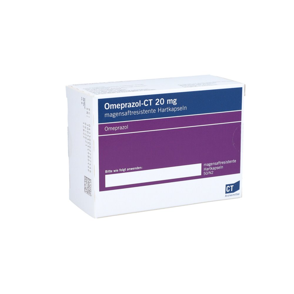 Das Produktfoto zeigt Omeprazol-Ct 20 Mg Hartkapseln Magensaftres. (50 stk) PZN 00272744