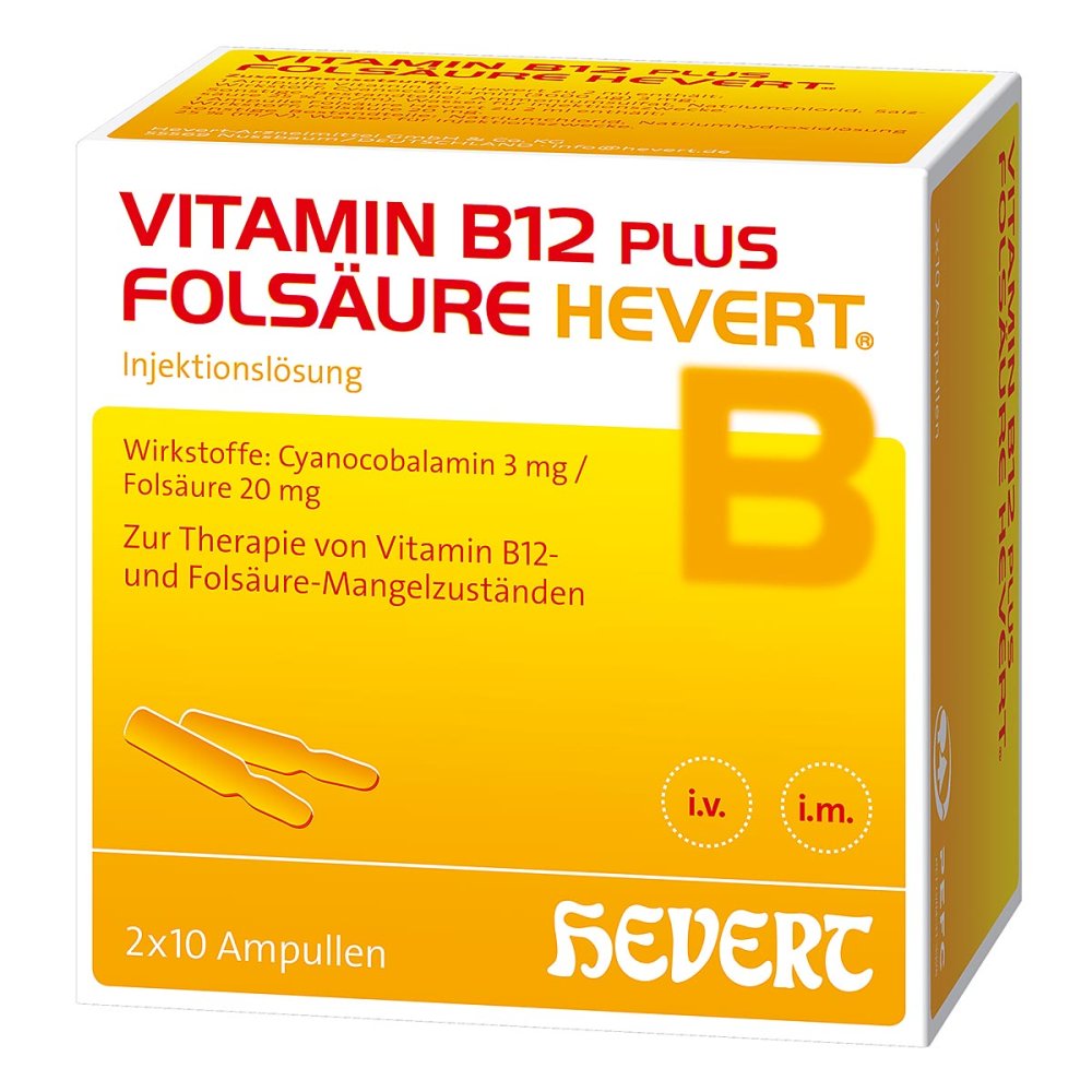 Vitamin B12 Plus Folsäure Hevert A 2 Ml Ampullen (2X10X2 ml)