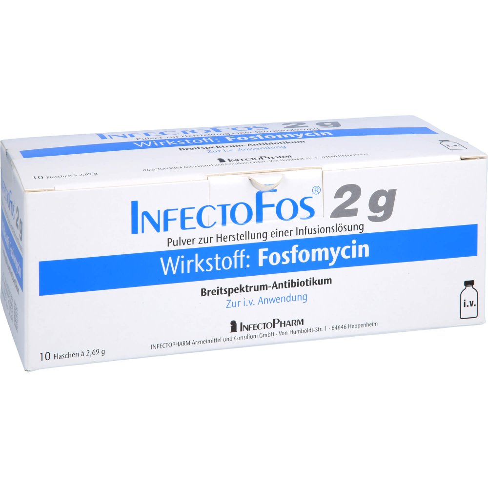 Das Produktfoto zeigt Infectofos 2 G Pulver Z.Herst.E.Infusionslösung (10X1 stk) PZN 00332736