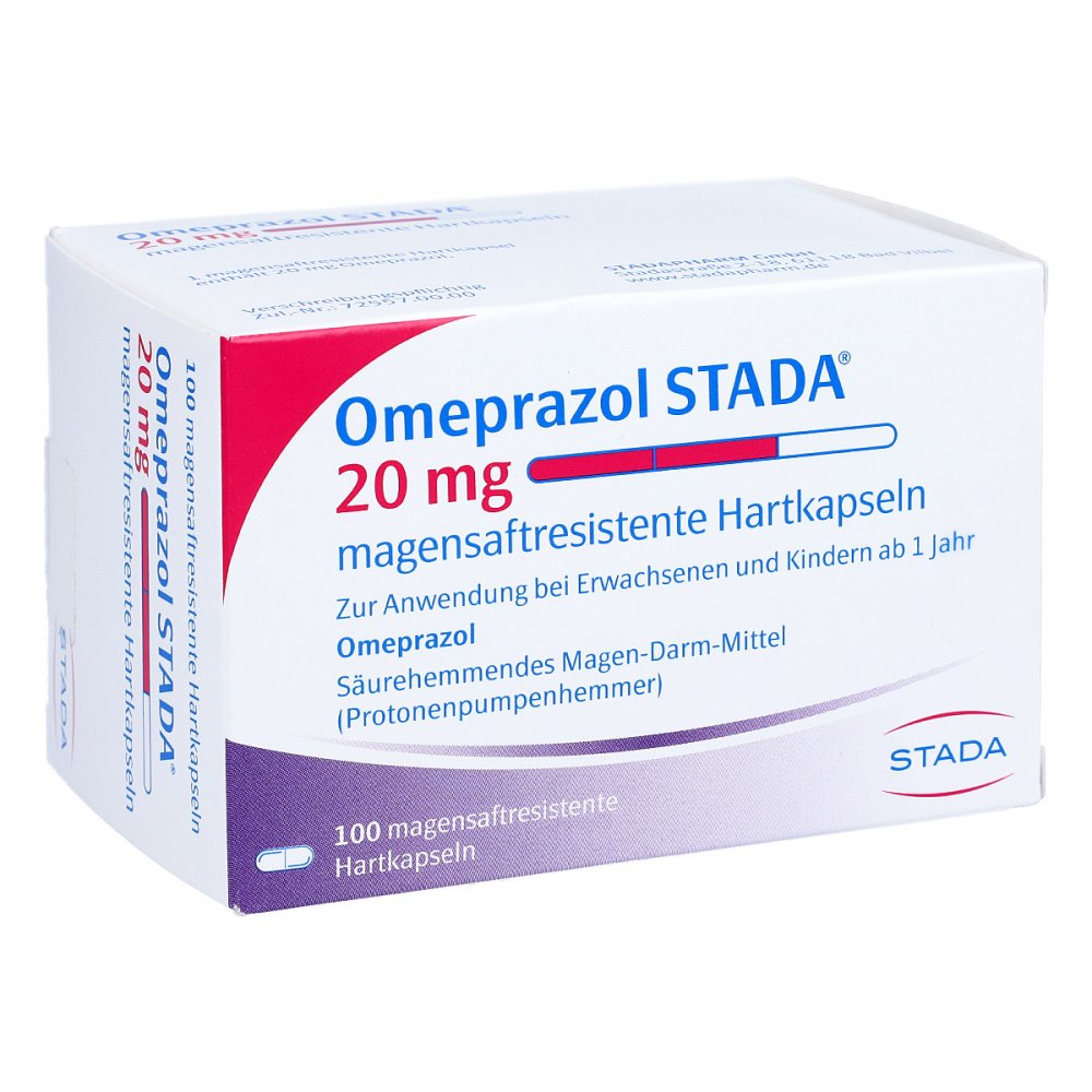 Das Produktfoto zeigt Omeprazol Stada 20 Mg Magensaftresist.Hartkapseln (100 stk) PZN 00343941