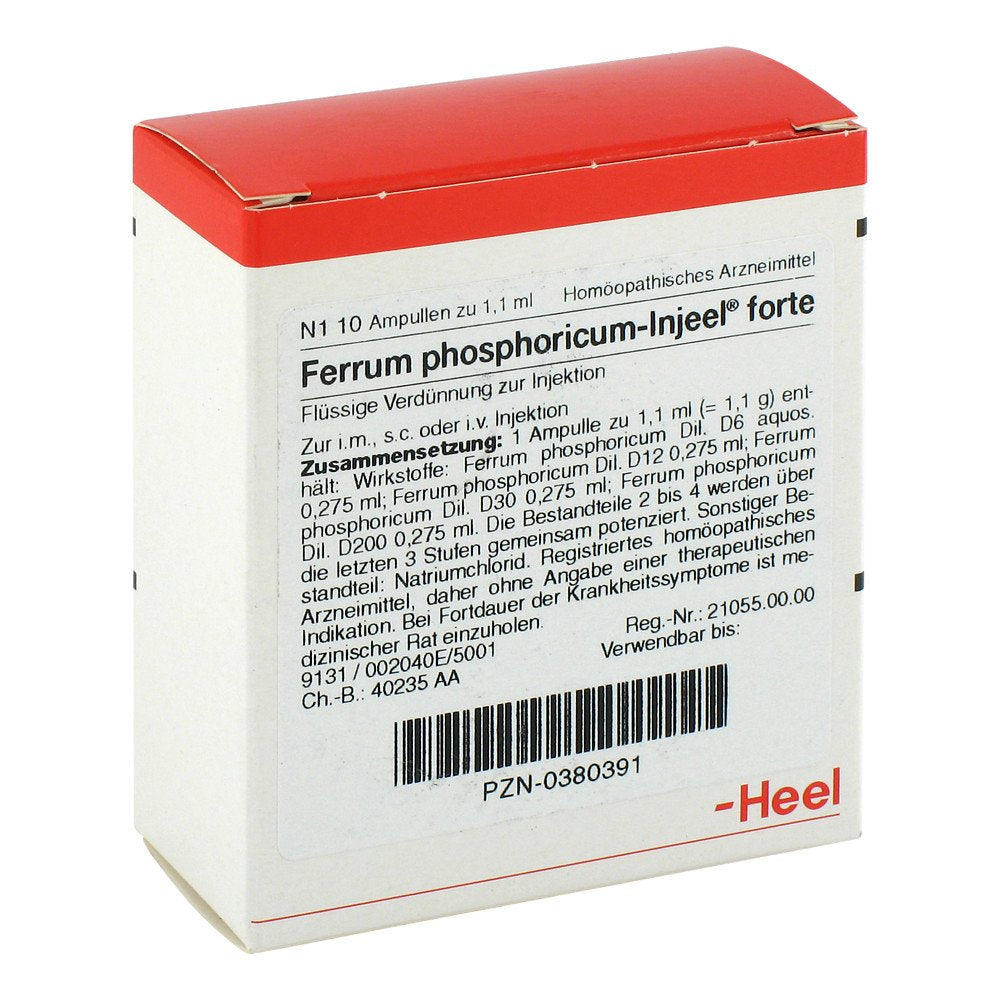 Das Produktfoto zeigt Ferrum Phosphoricum Injeel Forte Ampullen (10 stk) PZN 00380391