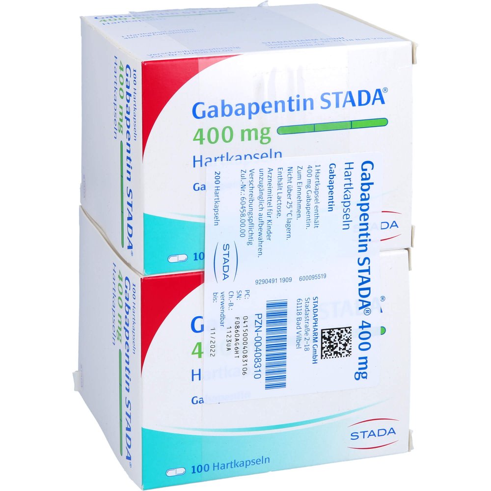 Das Produktfoto zeigt Gabapentin Stada 400 Mg Hartkapseln (200 stk) PZN 00408310