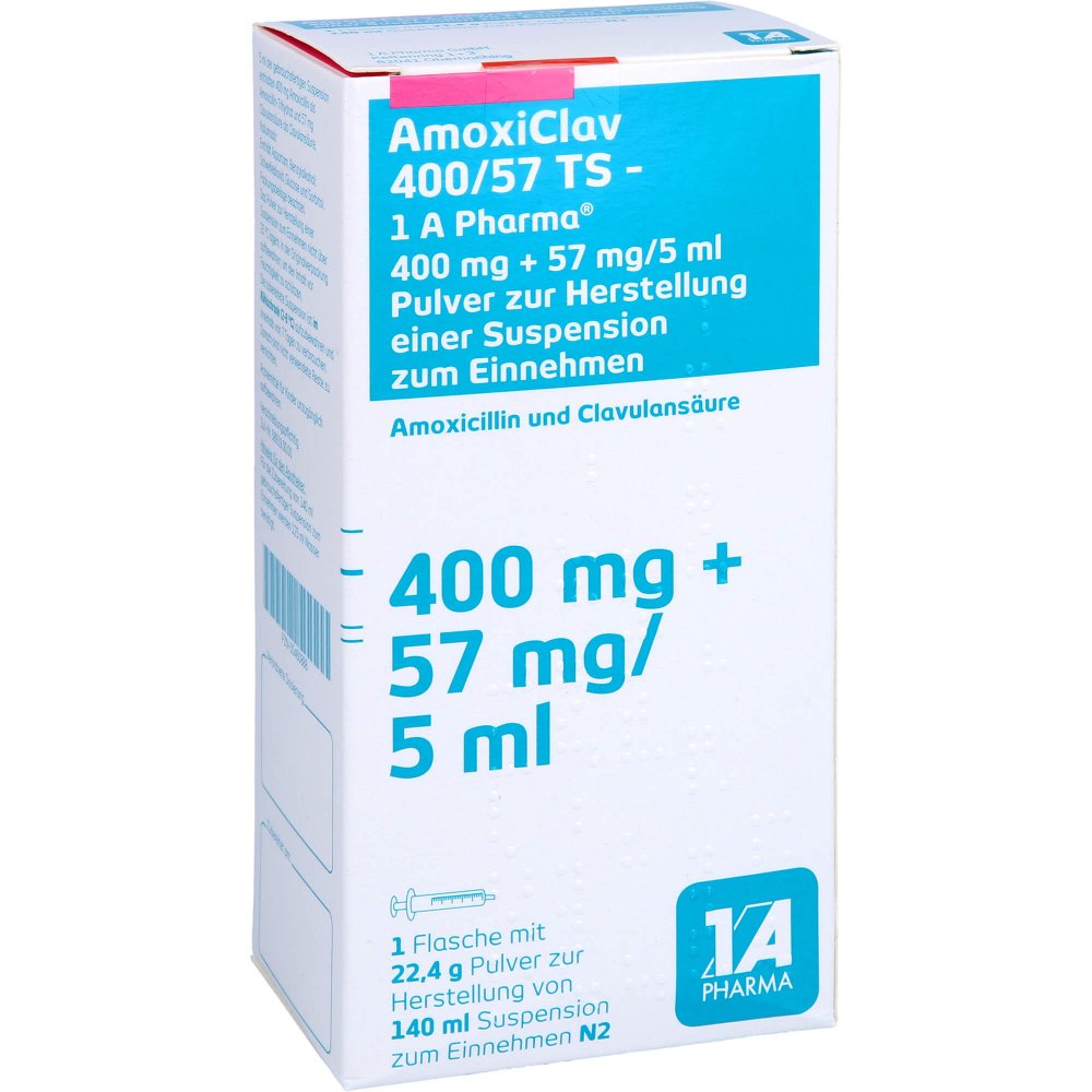 Amoxiclav 400/57 Ts-1a Pharma P.H.Susp.Z.Einn. (140 ml)