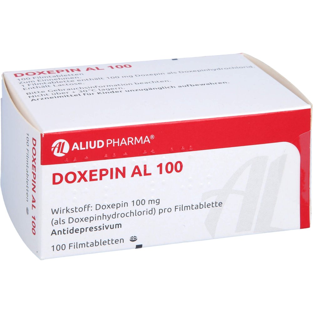 Das Produktfoto zeigt Doxepin Al 100 Filmtabletten (100 stk) PZN 00461706