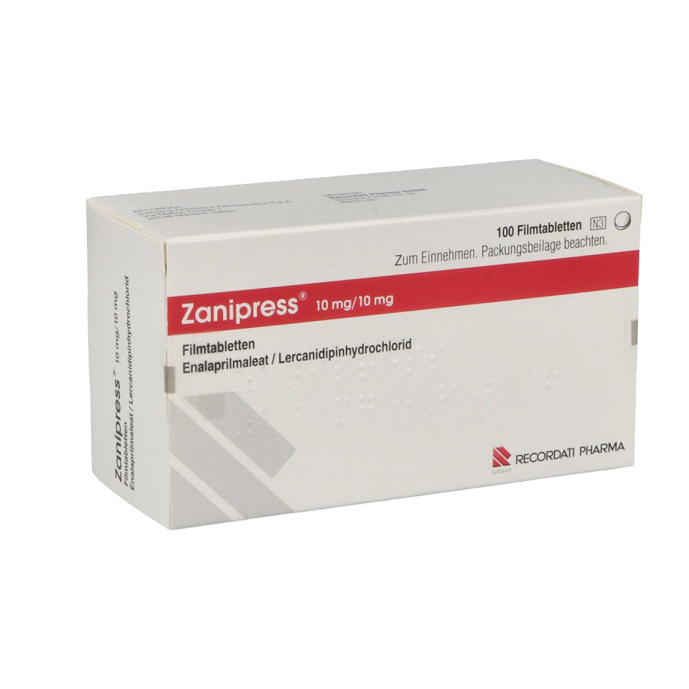 Das Produktfoto zeigt Zanipress 10 Mg/10 Mg Filmtabletten (100 stk) PZN 00469990