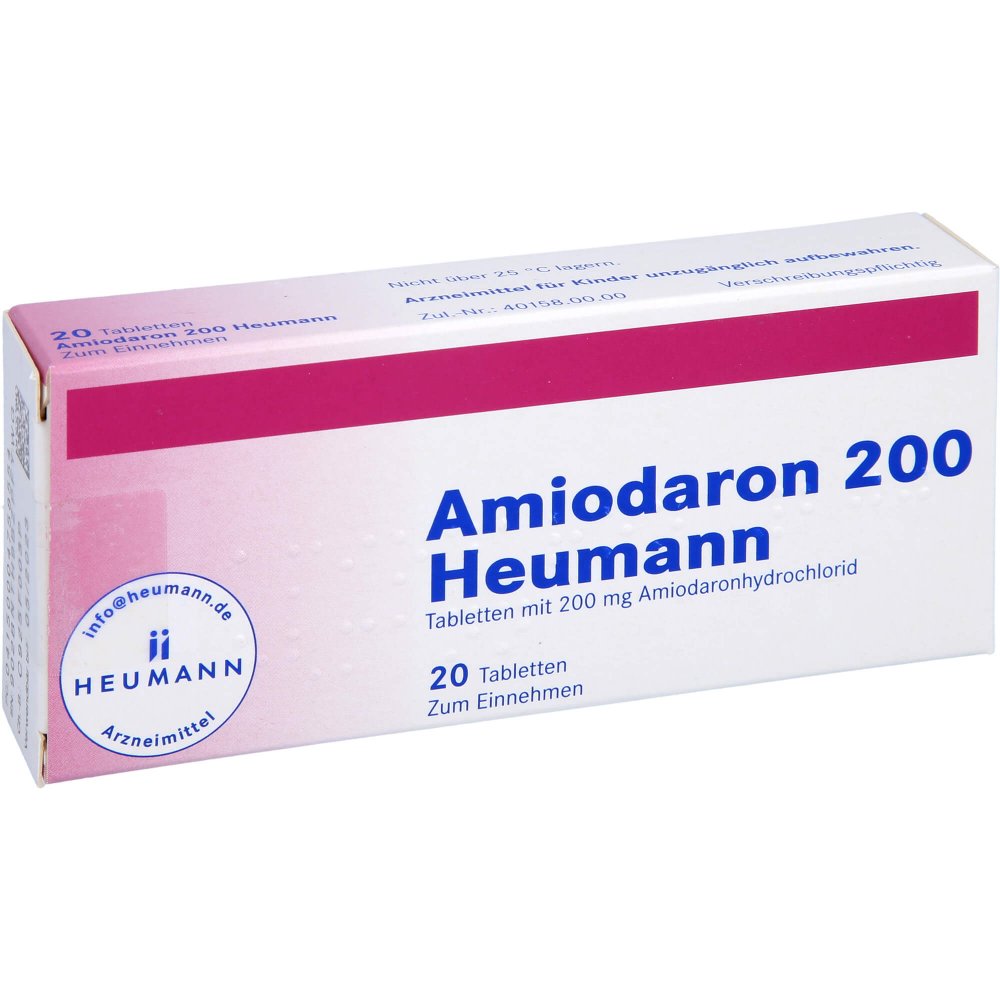 Das Produktfoto zeigt Amiodaron 200 Heumann Tabletten (20 stk) PZN 00475855