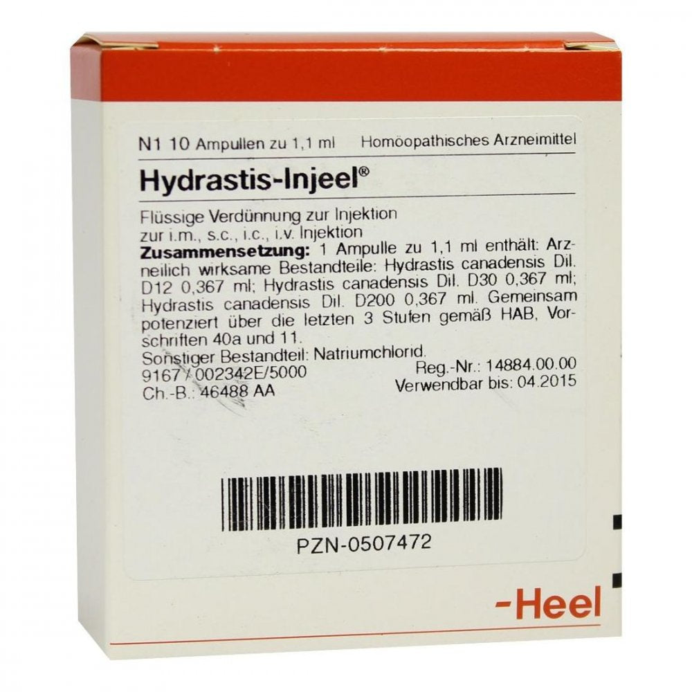 Das Produktfoto zeigt Hydrastis Injeel Ampullen (10 stk) PZN 00507472