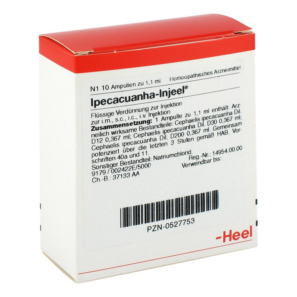Das Produktfoto zeigt Ipecacuanha Injeel Ampullen (10 stk) PZN 00527753