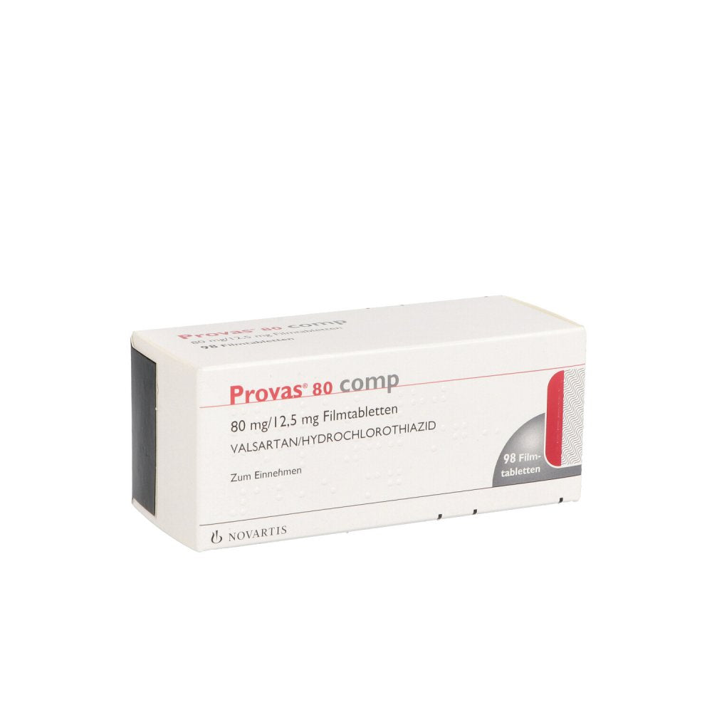 Das Produktfoto zeigt Provas 80 Comp. 80 Mg/12,5 Mg Filmtabletten (98 stk) PZN 00553354