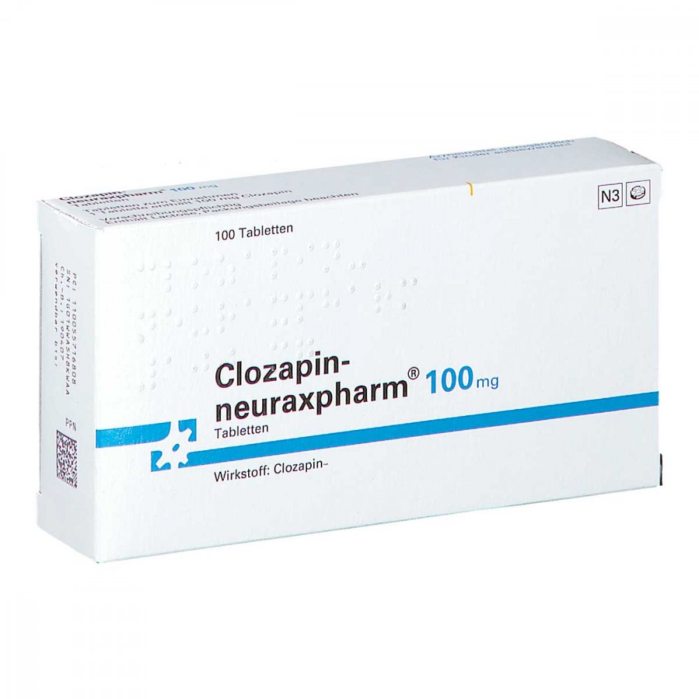Das Produktfoto zeigt Clozapin-Neuraxpharm 100 Mg Tabletten (100 stk) PZN 00557168