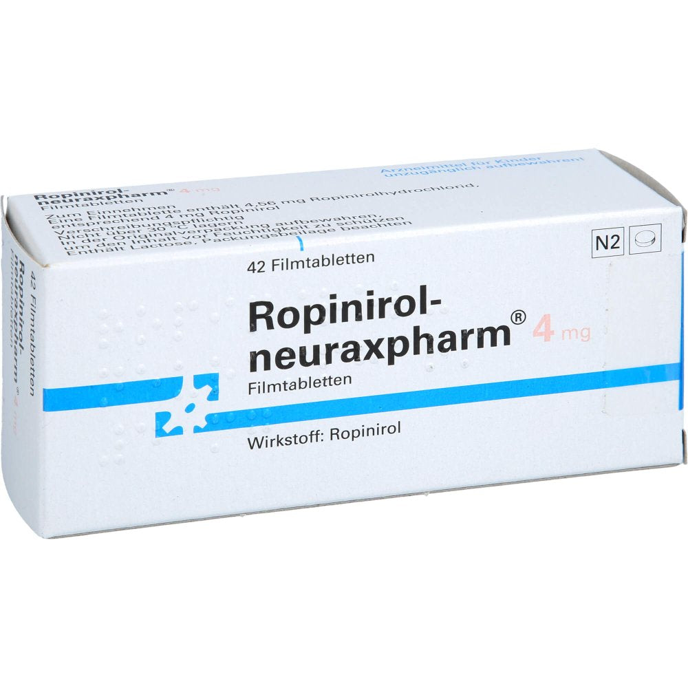 Das Produktfoto zeigt Ropinirol-Neuraxpharm 4 Mg Filmtabletten (42 stk) PZN 00560360