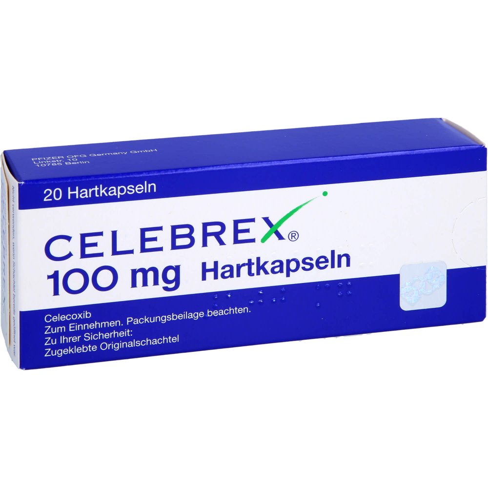 Das Produktfoto zeigt Celebrex 100 Mg Hartkapseln (20 stk) PZN 00566138