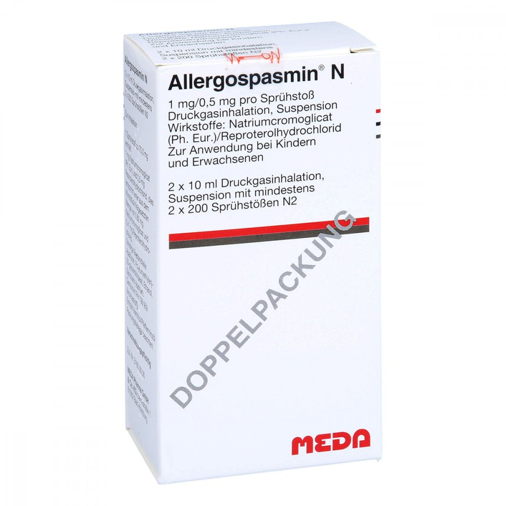 Das Produktfoto zeigt Allergospasmin N Dosieraerosol (2X10 ml) PZN 00585029