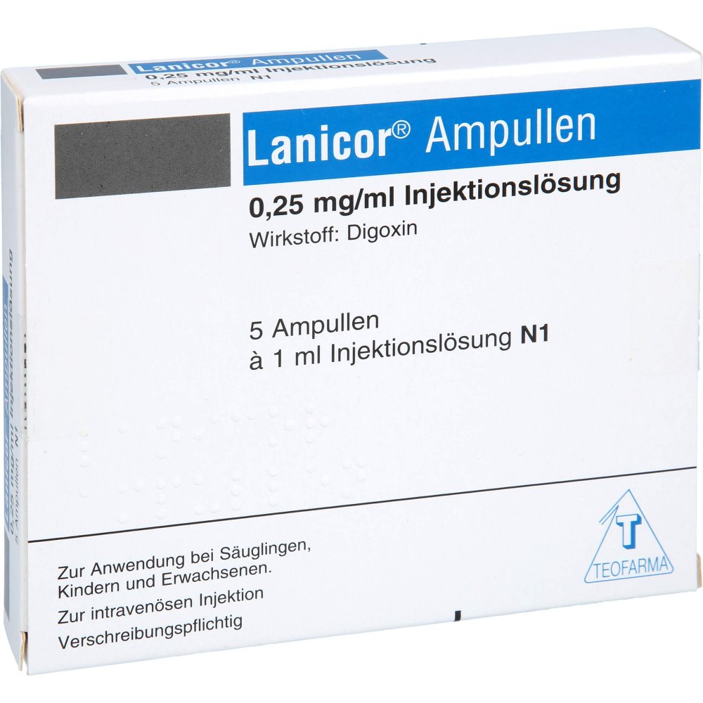 Das Produktfoto zeigt Lanicor Injektionslösung (5X1 ml) PZN 00612128