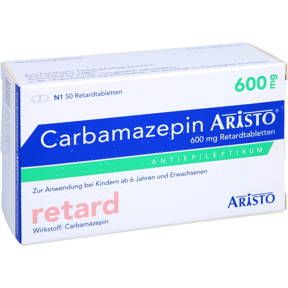 Das Produktfoto zeigt Carbamazepin Aristo 600 Mg Retardtabletten (50 stk) PZN 00620518