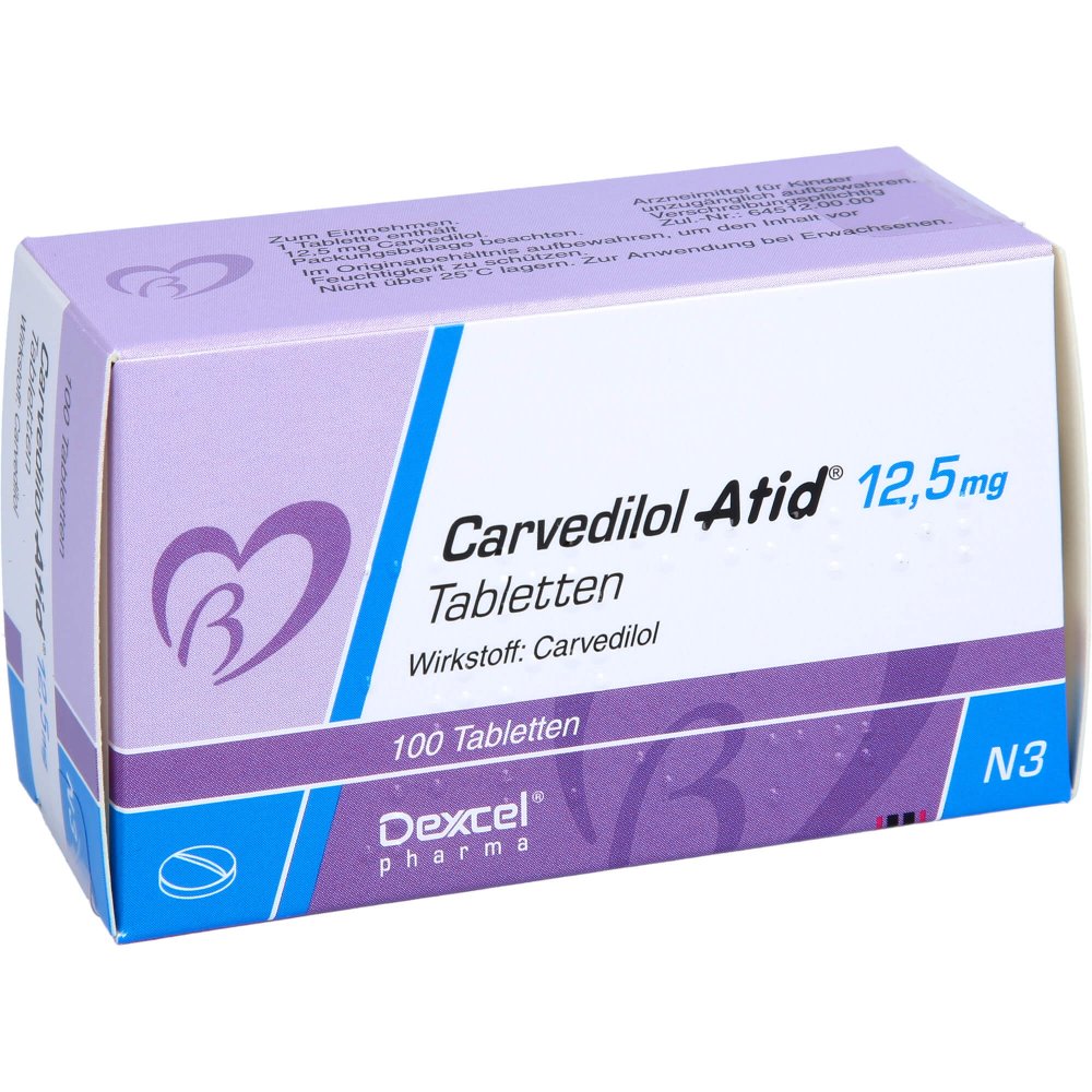 Das Produktfoto zeigt Carvedilol Atid 12,5 Mg Tabletten (100 stk) PZN 00622641