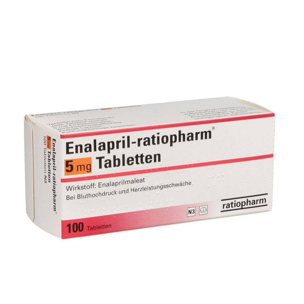 Das Produktfoto zeigt Enalapril-Ratiopharm 5 Mg Tabletten (100 stk) PZN 00638211