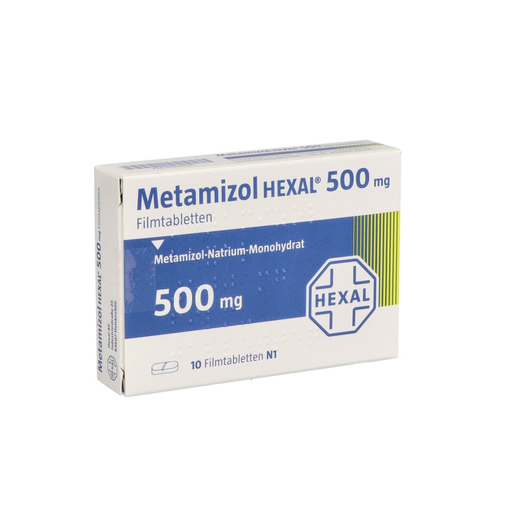 Das Produktfoto zeigt Metamizol Hexal 500 Mg Filmtabletten (10 stk) PZN 00651281