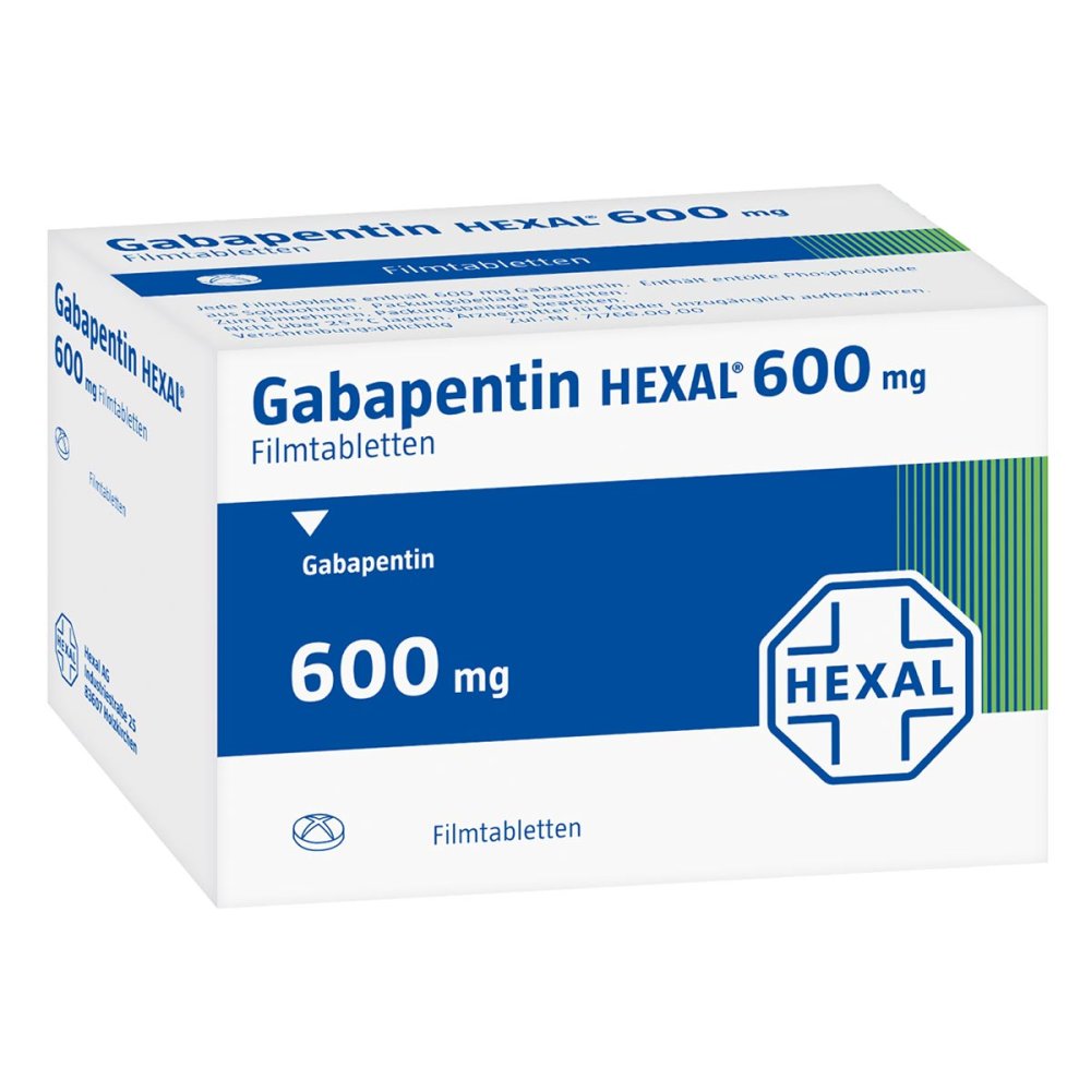 Das Produktfoto zeigt Gabapentin Hexal 600 Mg Filmtabletten (200 stk) PZN 00651453