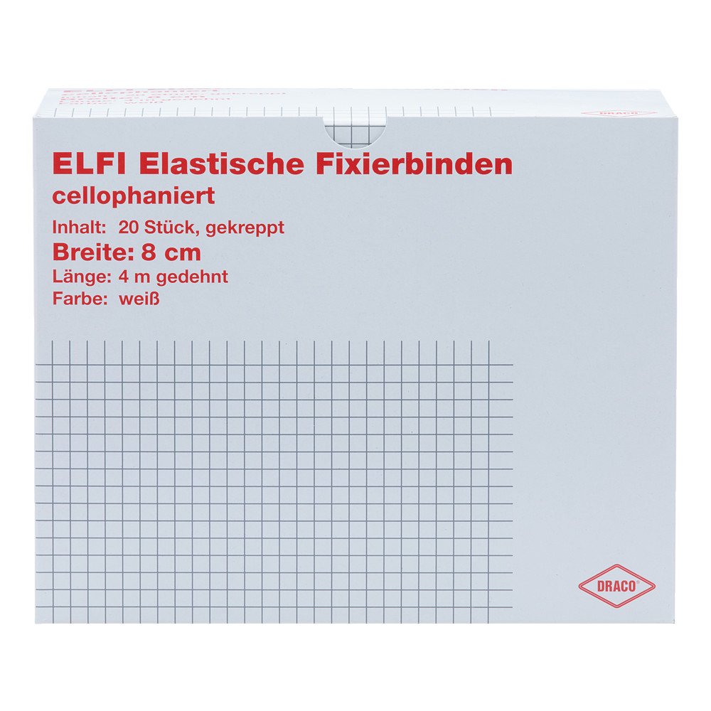 Das Produktfoto zeigt Dracoelfi Elast.Fixierbinde 8 Cmx4 M Gekrep.Cello (1 stk) PZN 00736190