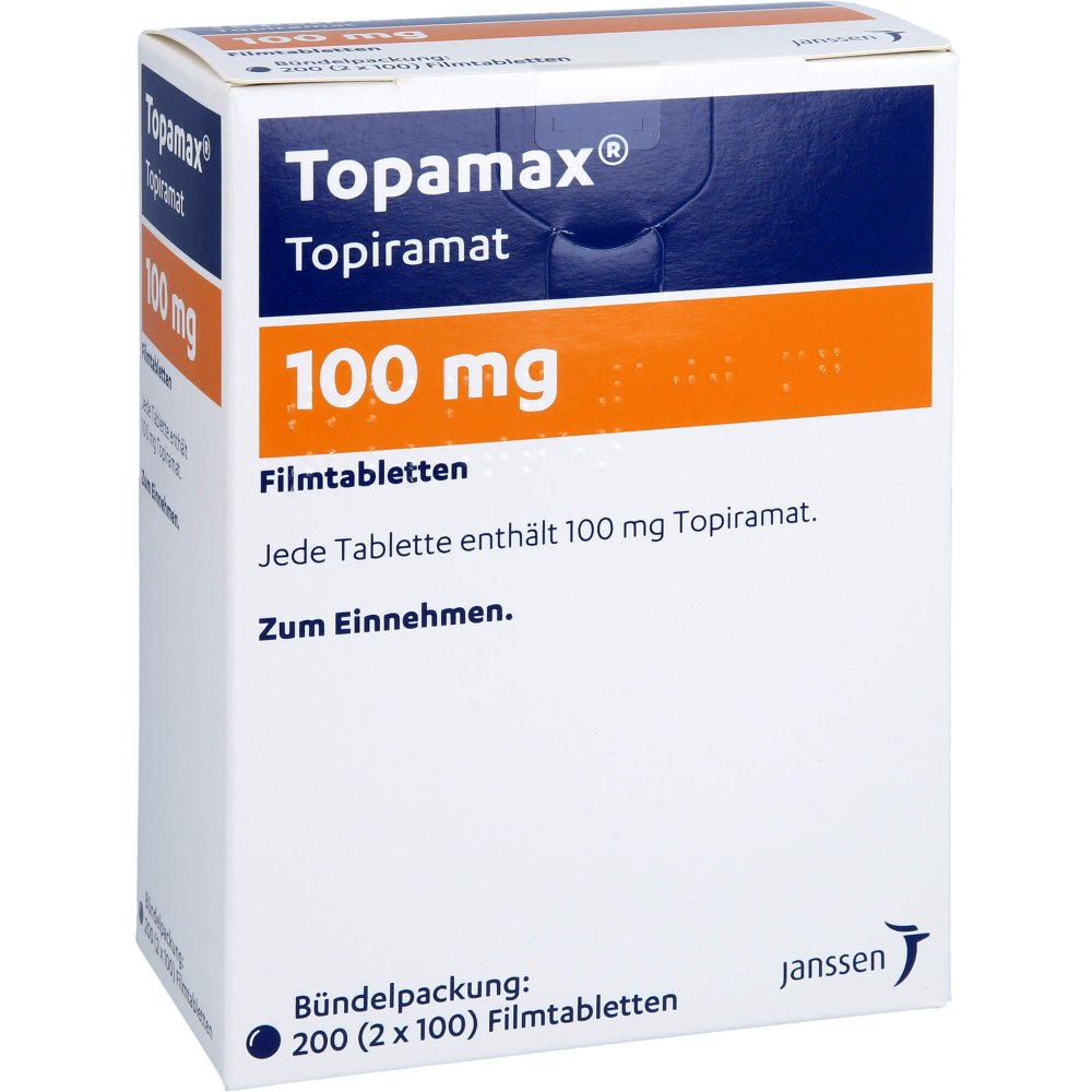 Das Produktfoto zeigt Topamax 100 Mg Filmtabletten (200 stk) PZN 00753952