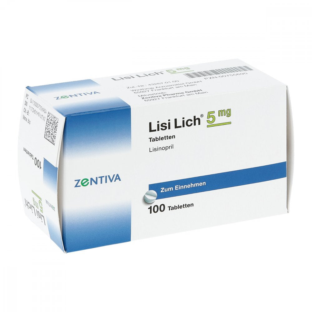 Das Produktfoto zeigt Lisilich 5 Mg Tabletten (100 stk) PZN 00755690