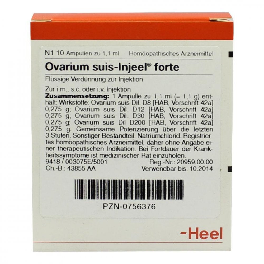 Das Produktfoto zeigt Ovarium Suis Injeel Forte Ampullen (10 stk) PZN 00756376