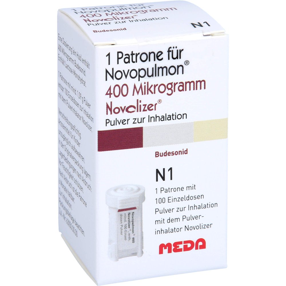 Das Produktfoto zeigt Novopulmon 400 Μg Novolizer Patrone 1x100 Ed (1X100 stk) PZN 00771909