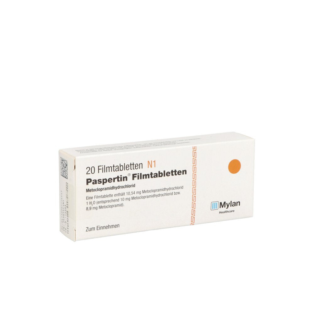 Das Produktfoto zeigt Paspertin Filmtabletten (20 stk) PZN 00777444