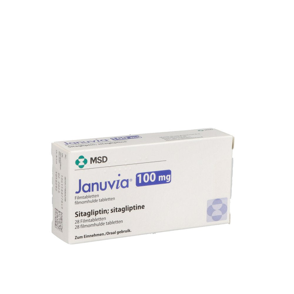 Das Produktfoto zeigt Januvia 100 Mg Filmtabletten (28 stk) PZN 00814748