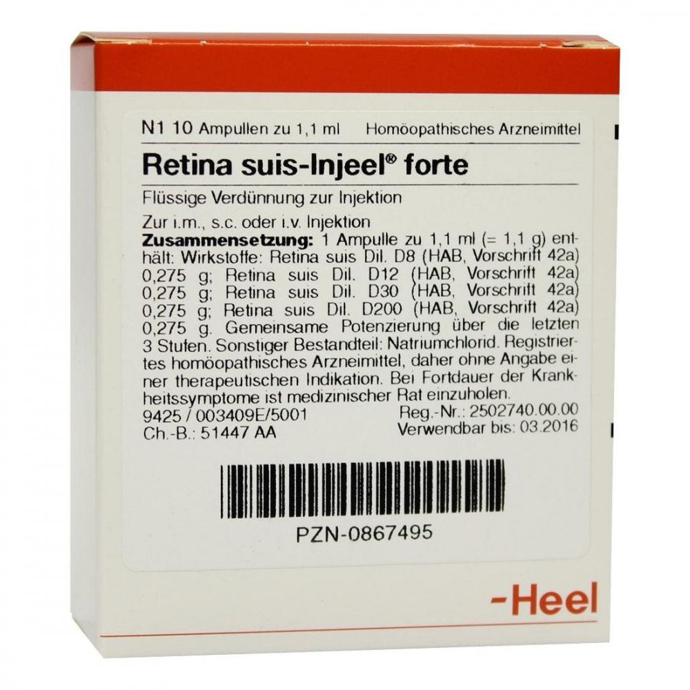 Das Produktfoto zeigt Retina Suis Injeel Forte Ampullen (10 stk) PZN 00867495